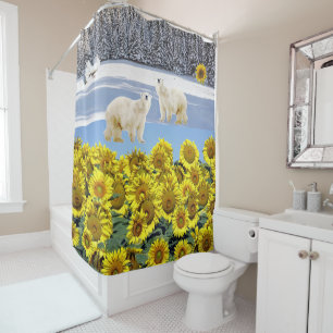 Tournesol Floral Polar Ours Douche rideau