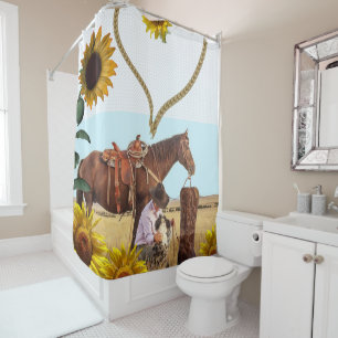 Tournesol Horse Douche Cowboy rideau