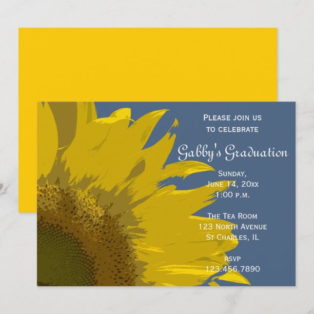 Tournesol Impression Graduation Party Invitation (Devant / Derrière)