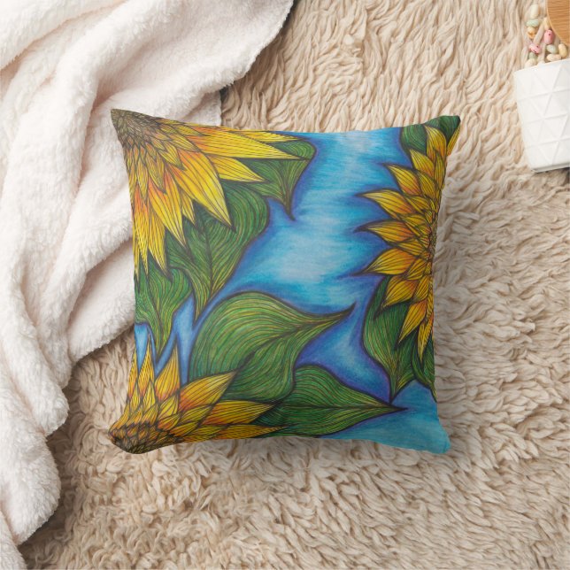 Tournesol Imprimer Lance Oreiller Pour Canapé Ou L (Couverture)