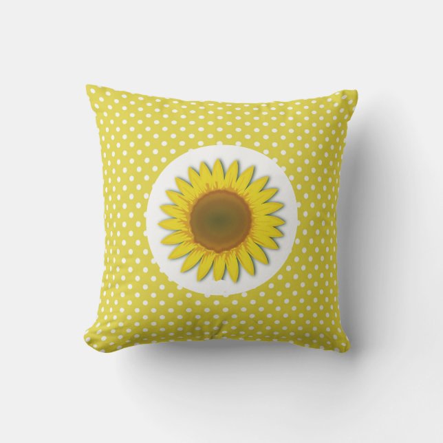 Tournesol jaune avec Coussin extérieur Pois (Recto)