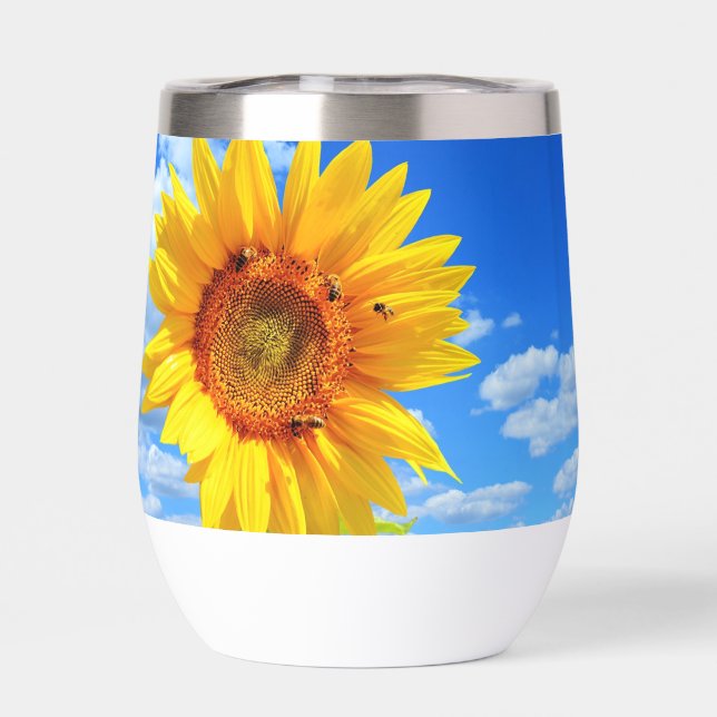 Tournesol jaune et abeilles sur le ciel bleu (Arrière)