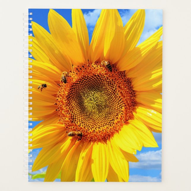 Tournesol jaune et abeilles sur le ciel bleu - Jou (Devant)