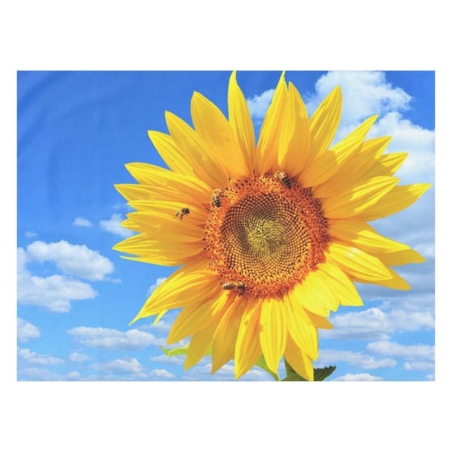 Tournesol jaune et nappe d'abeilles Ciel bleu (Devant (Horizontal))