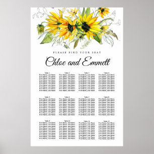 Tournesol jaune moderne Tableau de sièges à 12 tab
