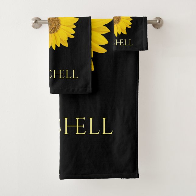 Tournesol jaune Nom personnalisé Noir (En situation)