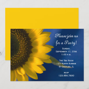 Tournesol jaune sur Blue General Party Invitation