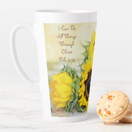 Tournesol Latte Mug Philippians 4:13 Écriture