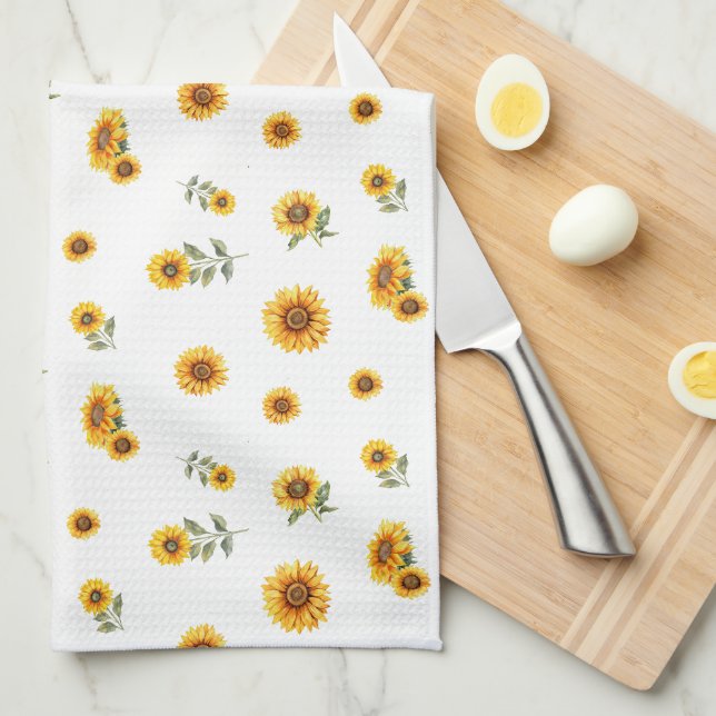 Tournesol Motif Grand Serviette de cuisine (Quart Plié)
