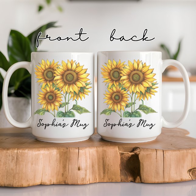 Tournesol Mug pour les femmes, Custom Mothers Day  (personalized mug, girl mug, women mug, mom gift, grandma gift, student gift, birthday mug, Mother)