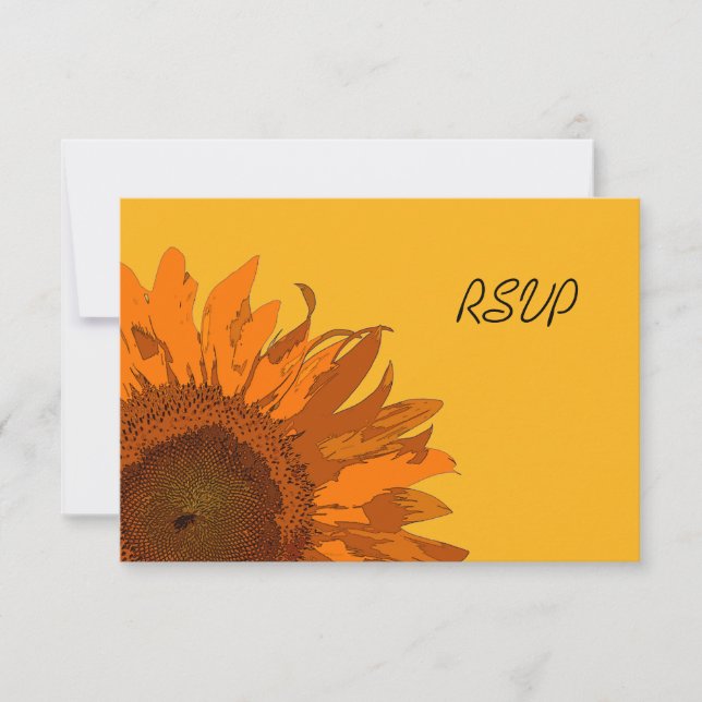 Tournesol orange sur carte RSVP de mariage jaune (Devant)