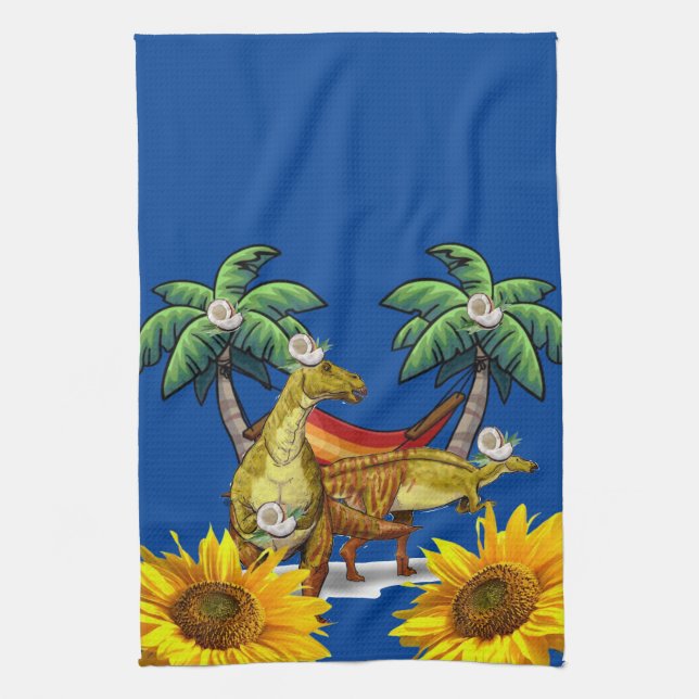 Tournesol Papillon Dinosaure serviette de cuisine (Vertical)
