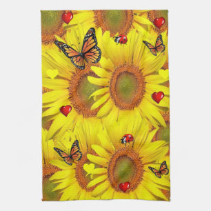 Tournesol Papillon Ladybug Serviette de cuisine