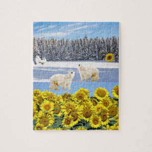 Tournesol Puzzles Ours Polaire Floral