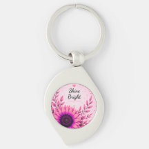 Tournesol Rose Clair Porte-Clé Inspirant