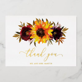 Tournesol Rustique Carte de remerciements Mariage