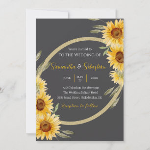 Tournesol rustique Élégant mariage Invitation
