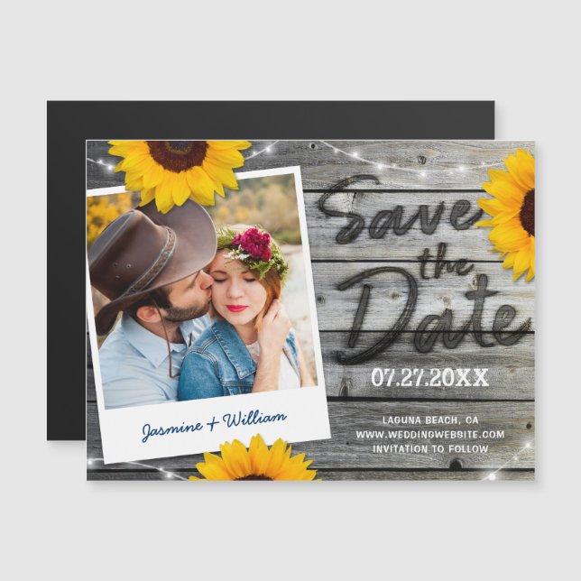 Tournesol rustique Enregistrer la date Invitations (Devant / Derrière)