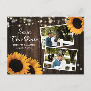 Tournesol Rustique Enregistrer La Date Photo Carte