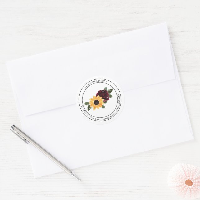 Tournesol rustique et Étiquette de adresse Rose (Enveloppe)