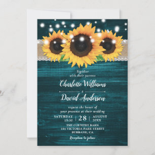 Tournesol rustique et invitations de mariage Turqu