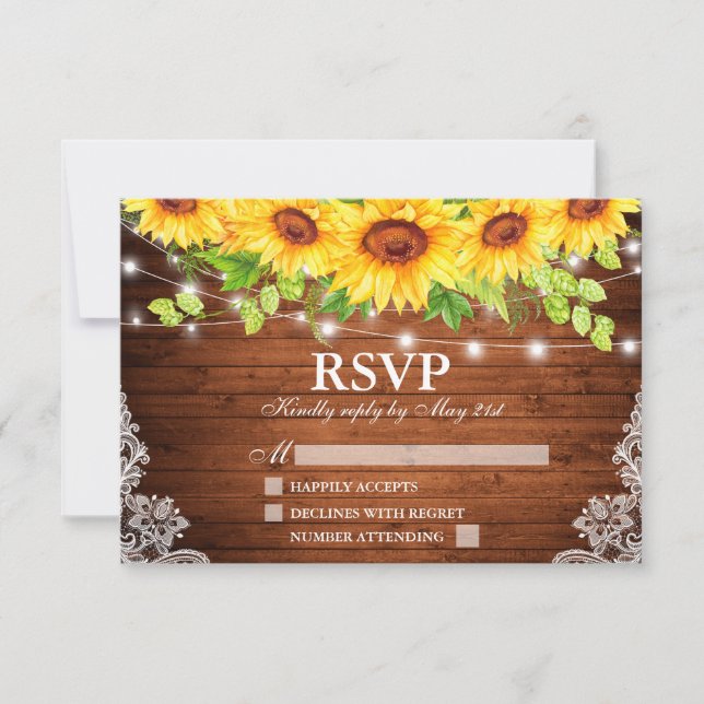 Tournesol Rustique Floral Lumières Dentelles RSVP (Devant)