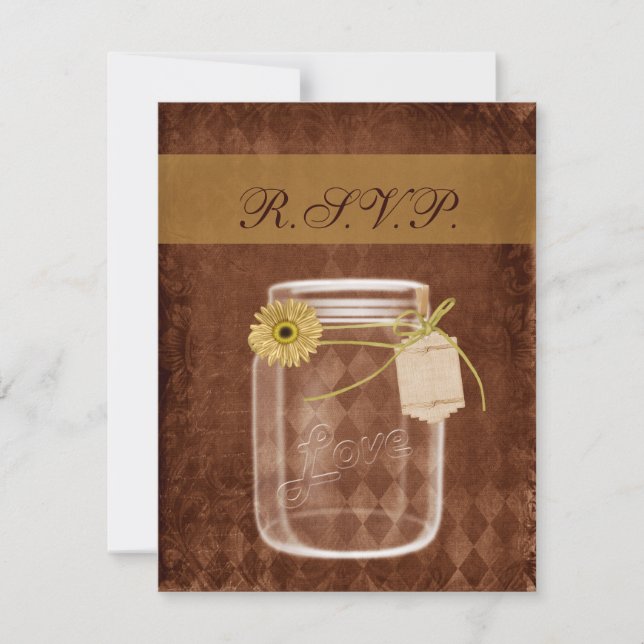 tournesol rustique mason jar mariage rsvp (Devant)