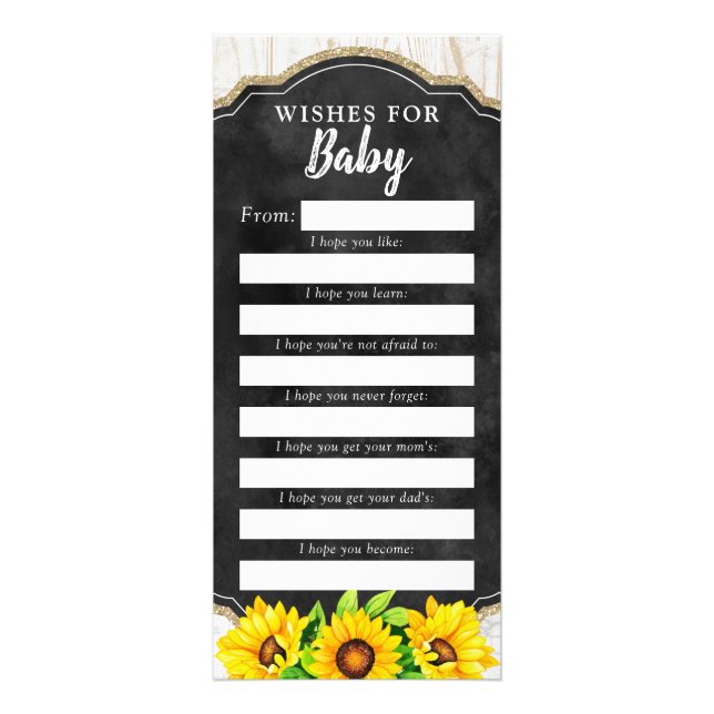 Tournesol Rustique Souhaite Pour Baby shower Carte (Devant)