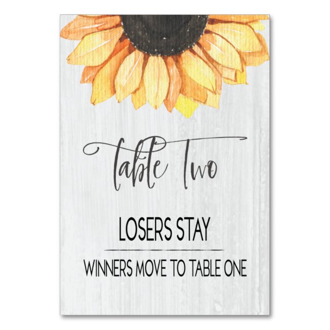 Tournesol Rustique Table Deux Bunco Numéro de tabl (Par défaut)