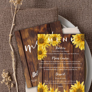Tournesol Rustique Tournesol Jaune Mariage Menu