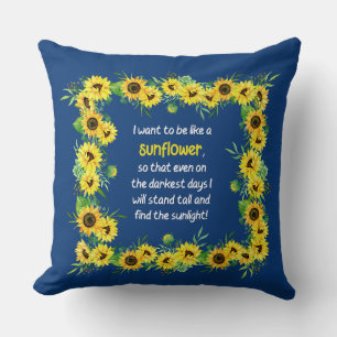 Tournesol sur Coussin bleu foncé