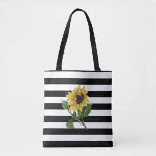 Tournesol sur le Sac fourre-tout des rayures noir 