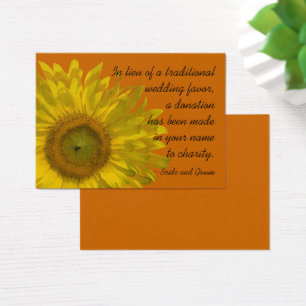 Tournesol sur Orange Mariage Charity Carte Favoris