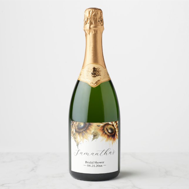 Tournesol Thème Modèle Champagne Étiquettes (Devant)
