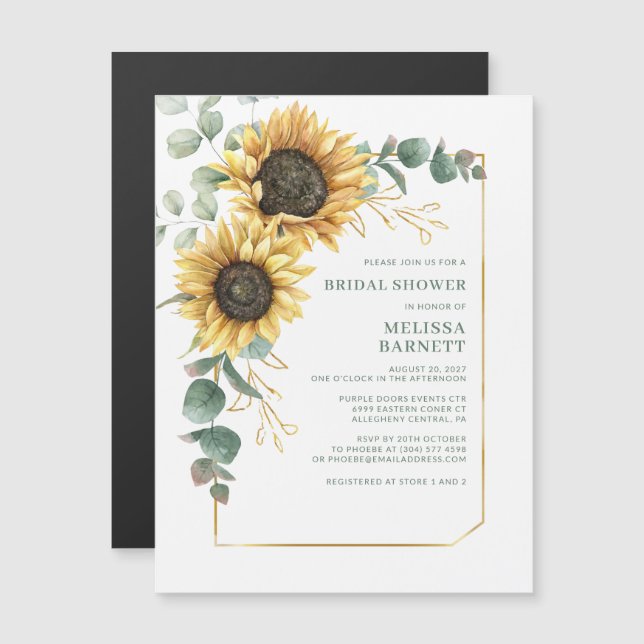 Tournesol vert Floral Bridal Shower Invitation (Devant / Derrière)