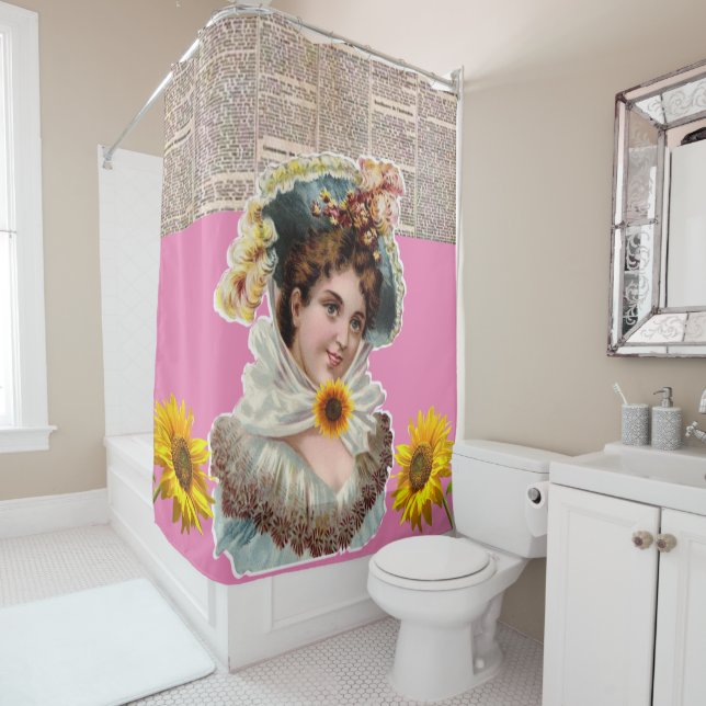 Tournesol victorien rideau de douche (En situation)