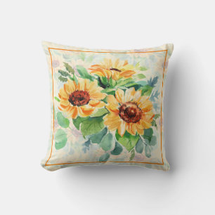 Tournesols à l'aquarelle Coussin jetable