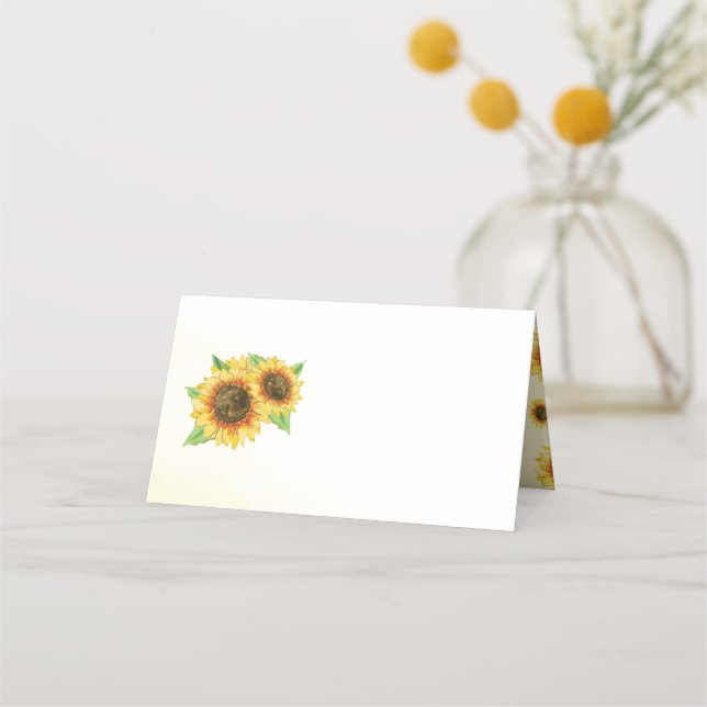 Tournesols Aquarelle Noir Cartes de Place (Devant)