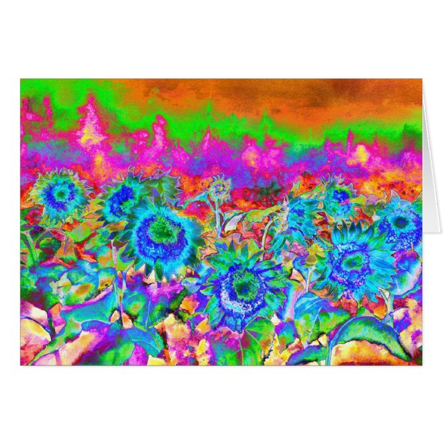 Tournesols bleus rétro (Devant horizontal)