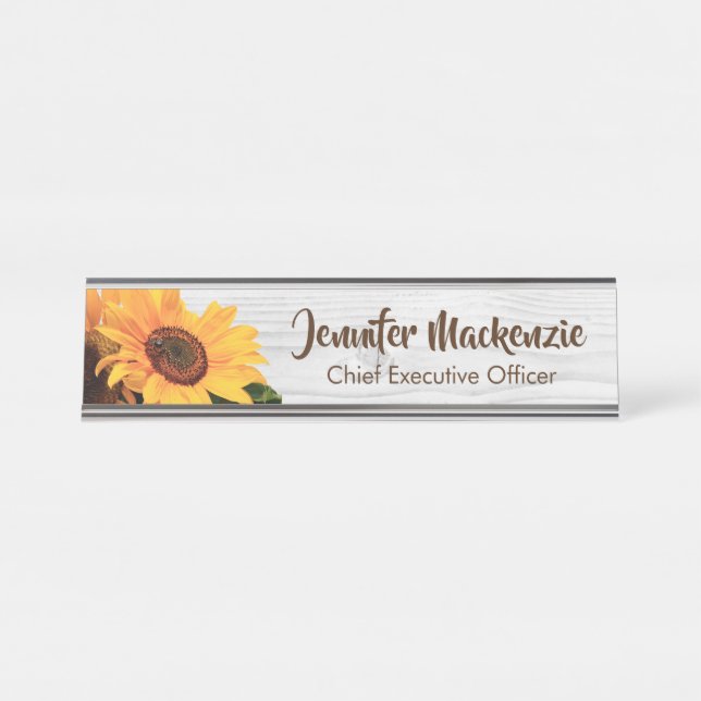 Tournesols Bureau joyeux Plaque de nom de l'enseig (Devant)