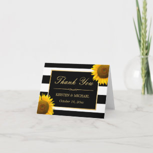 Tournesols Élégants Rayures Noir Blanc Merci