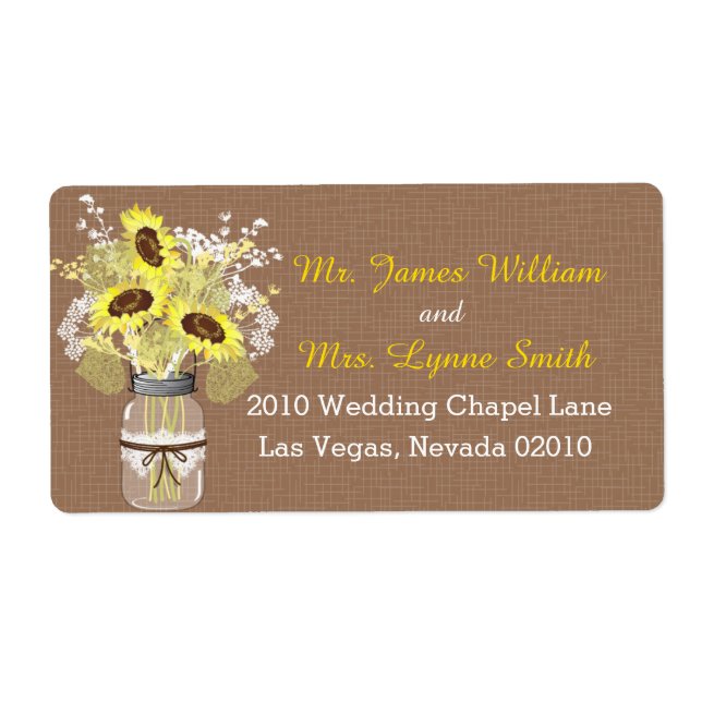 Tournesols et dentelle Mariage Étiquette (Devant)