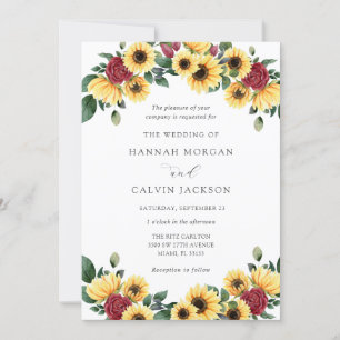 Tournesols et Faire-part de mariage d'automne Rose