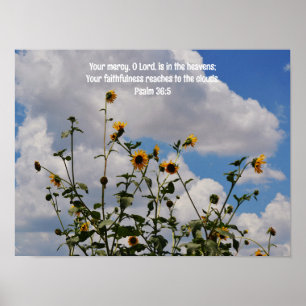 Tournesols et nuages Bible Verse Art Poster