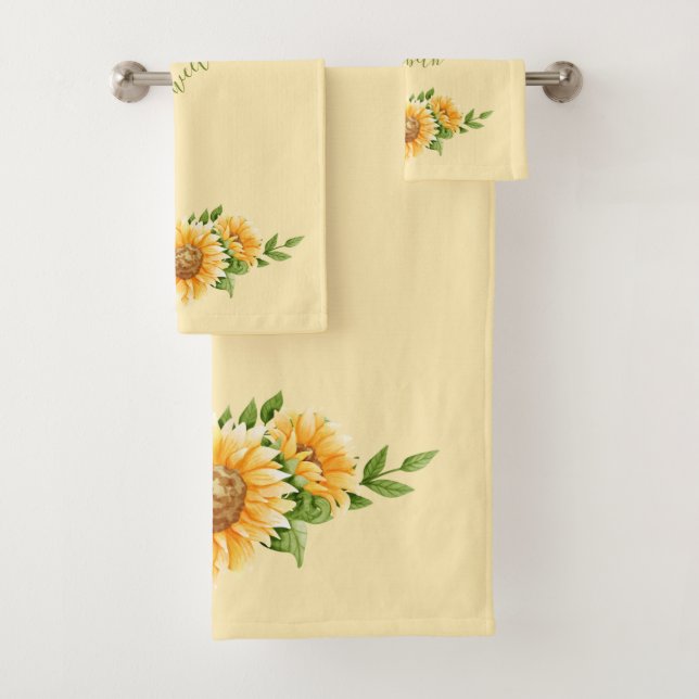 Tournesols Monogramme Jaune Vert Floral Fleurs  (En situation)