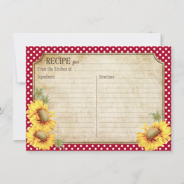 Tournesols rustiques Country Picinic carte RSVP (Devant)