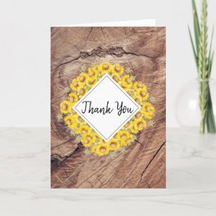Tournesols rustiques et Carte de remerciements de 