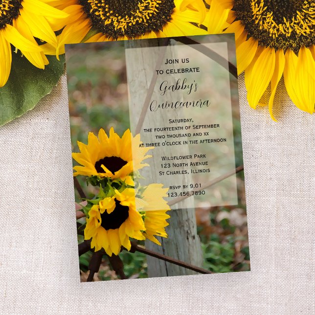 Tournesols rustiques Quinceanera Party Invitation (Créateur téléchargé)
