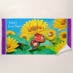 Tournesols somnolents de coccinelle de serviette