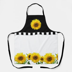 Tournesols sur tablier noir et blanc